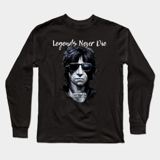 Jeff Beck No. 10: Legends Never Die, Rest In Peace 1944 - 2023 (RIP) on a Dark Background Long Sleeve T-Shirt